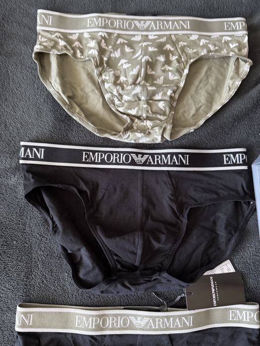 Emporio Armani set 3 chiloti barbati negru-negru/verde masliniu marimea S noi originali