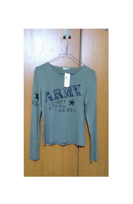 Bluza D'ess Army UK , kaki cu terminatie cruda/ maneci lungi NOUA