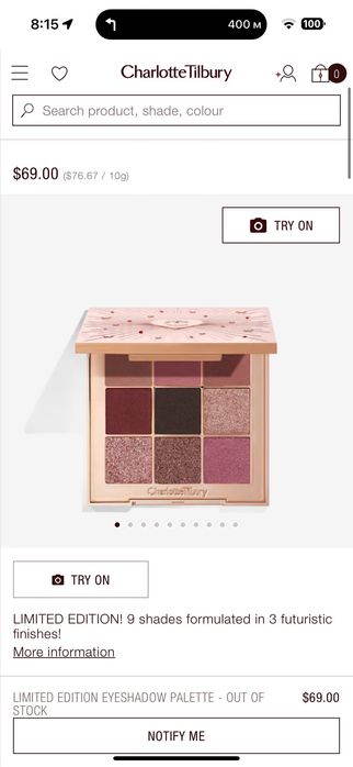 Палетка теней charlotte tilbury