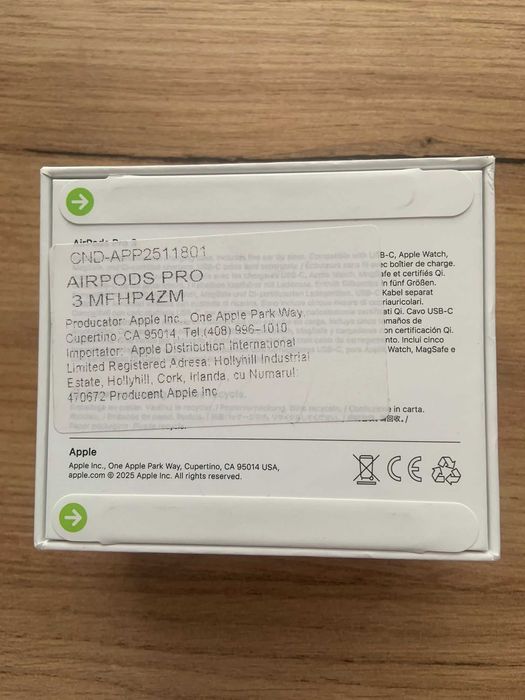 Casti Apple Airpods Pro 3 Complet Sigilate, Carcasa MagSafe (USB-C)