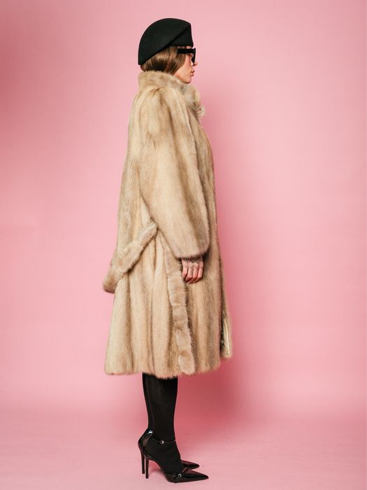 Haina lunga din blana naturala de vizon gri