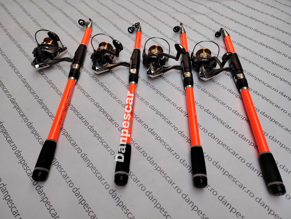 Set 4 Lansete Telescopice 3m 80-120gr+ 4 Mulinete FL EFB5000 6rulmenti