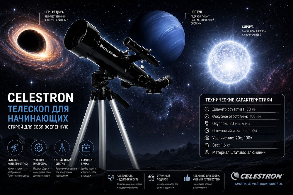 Телескоп Celestron Travel Scope 70x400