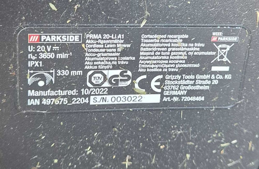 Акумулаторна косачка за трева Parkside,PRMA 20 LI A1