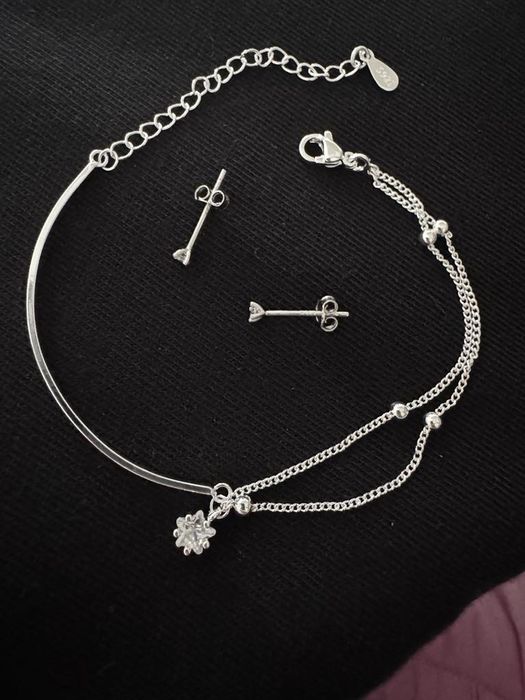 Нова сребьрна гривна + обеци