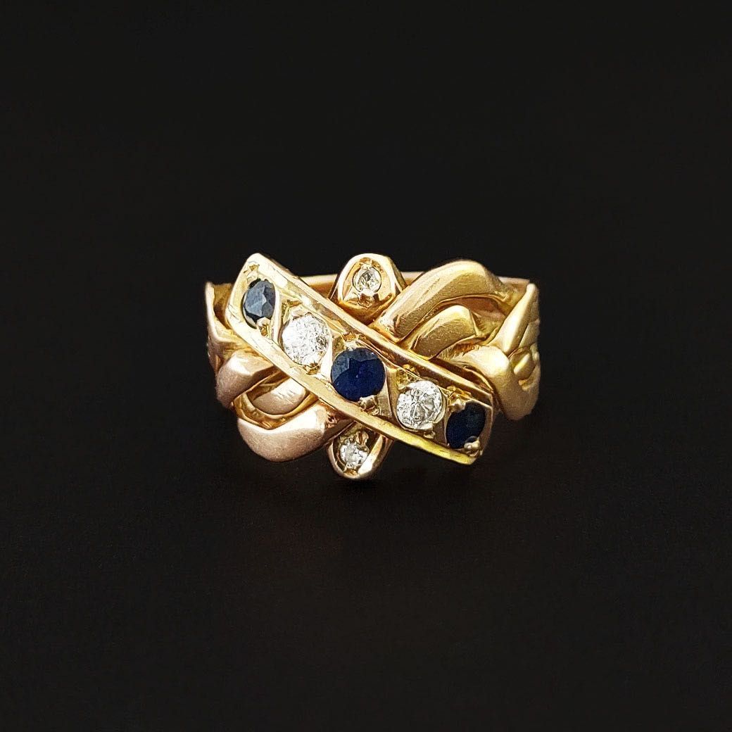 Habitual Asian gap Inel vintage aur format din 5 inele intrepatrunse, safire si diamante  Bucuresti Sectorul 1 • OLX.ro