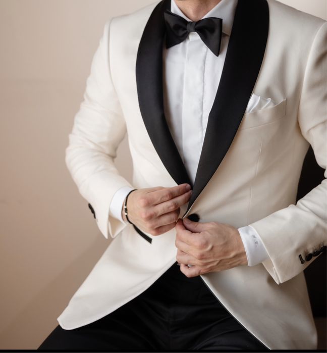 Sacou alb mire 100% lana | Tudor Tailor |