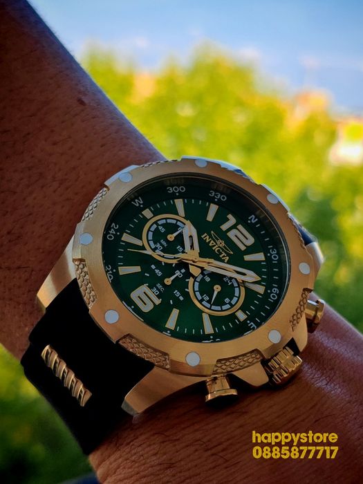 INVICTA Axis Gold/Green 50mm, Инвикта нов ръчен часовник