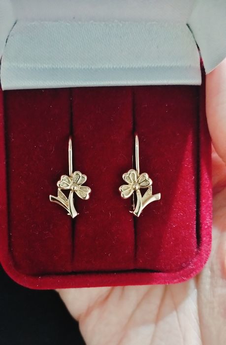 Золотые серьги Цветочки 583 пробы