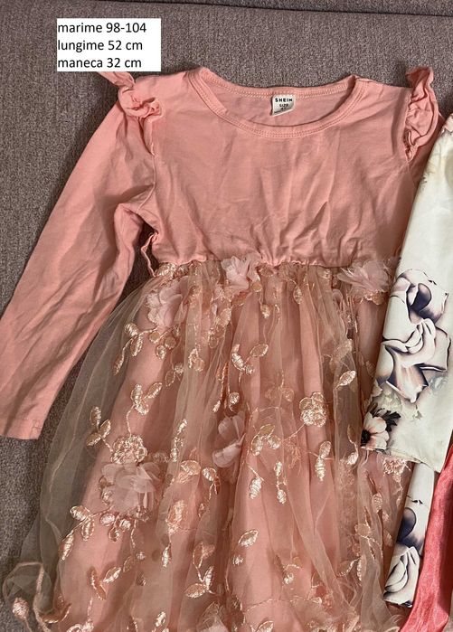 Rochie copii fete marime 98-104 ocazie craciun funda flori 3d