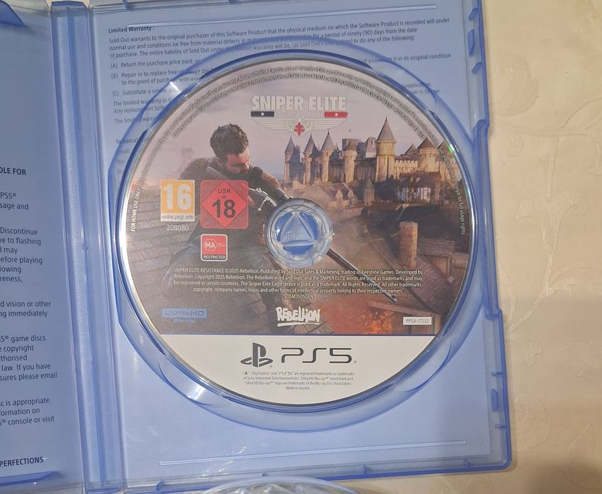 Диск игра на пс 5 Sniper elite resistance ps 5
