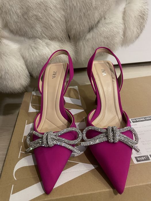 Pantofi roz cu toz zara 37