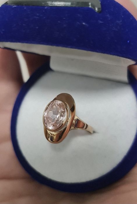 Золотое, советское кольцо 583 пробы с гранатитом