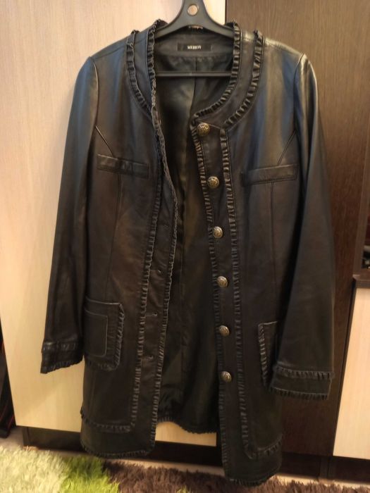 Продам пиджак удлиненный женский кожаный