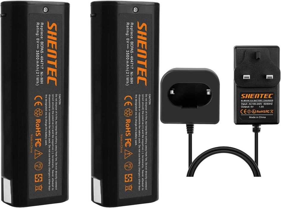 Shentec Комплект заядно с 2 батерии 3.5ah 6v за Paslode 404717