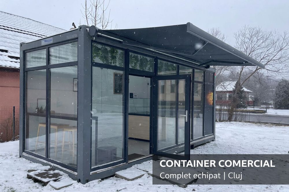 Container comercial 6m Cluj – A/C, marchiză, echipat