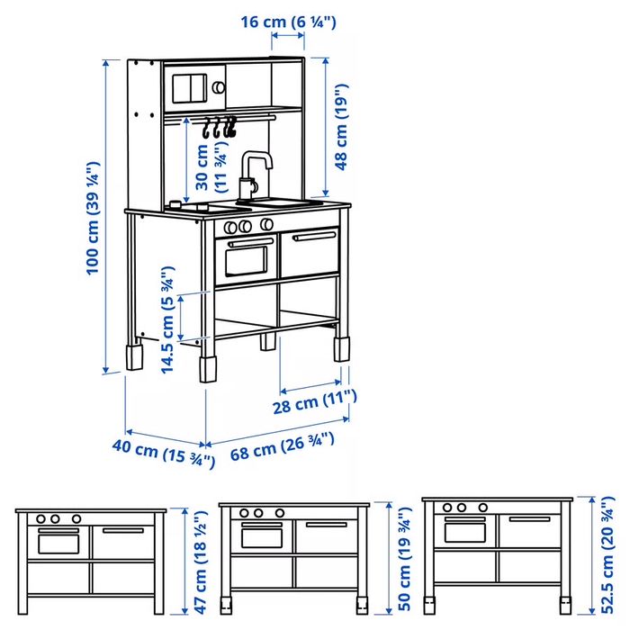 Silltrut, Ikea, Bucătărie pentru copii, gri, 68x40x100 cm
