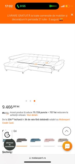 Coltar extensibil cu sezlong