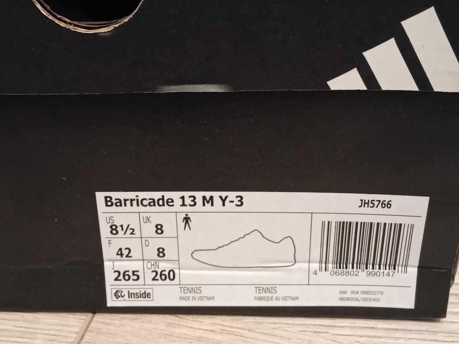 Adidas Barricade 13 Y-3 Yohji Yamamoto Tennis, Padel размер 42 UK 8