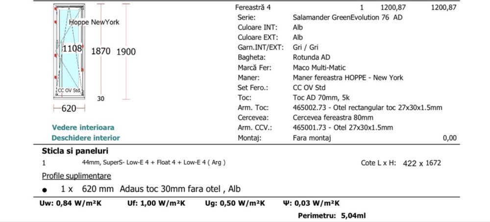 Usa alba balcon termopan cu sticla tripla