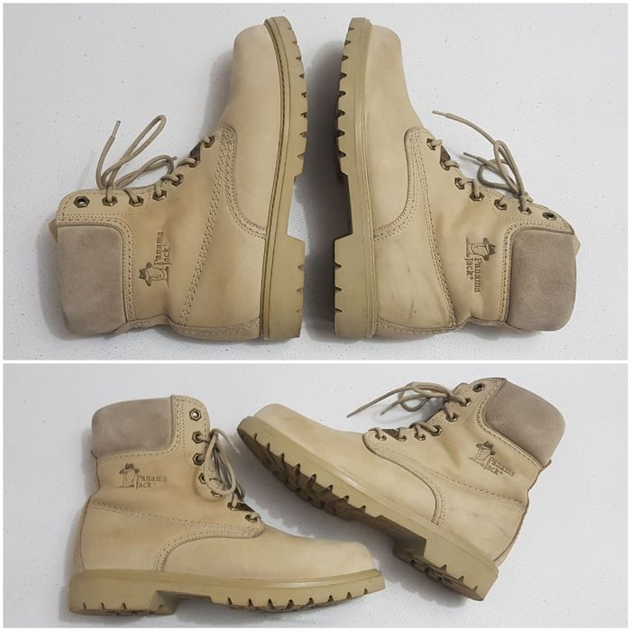 Ghete Panama Jack din piele naturală bej Nubuk, bocanci unisex clasici, mărimea 41 EU