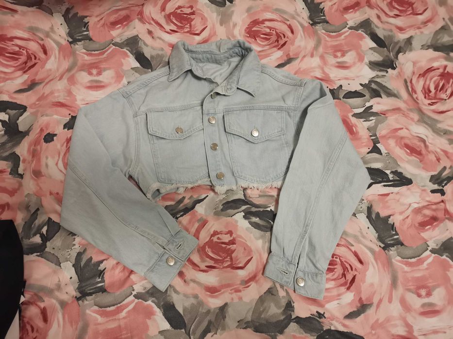 Pull&Bear сет дънки и кроп яке, размер С