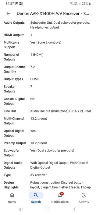 Denon AVR-X1400H amplificator