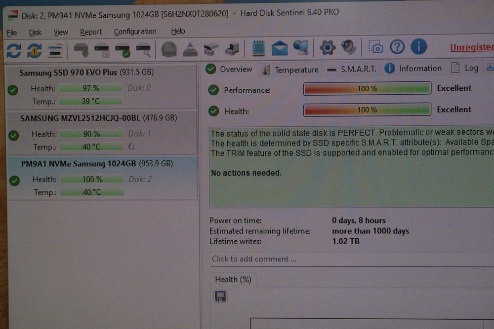 1TB Nvme SSD m.2 Samsung PM9A1 - gen4, 7000/5100mbs / вкл. ДДС