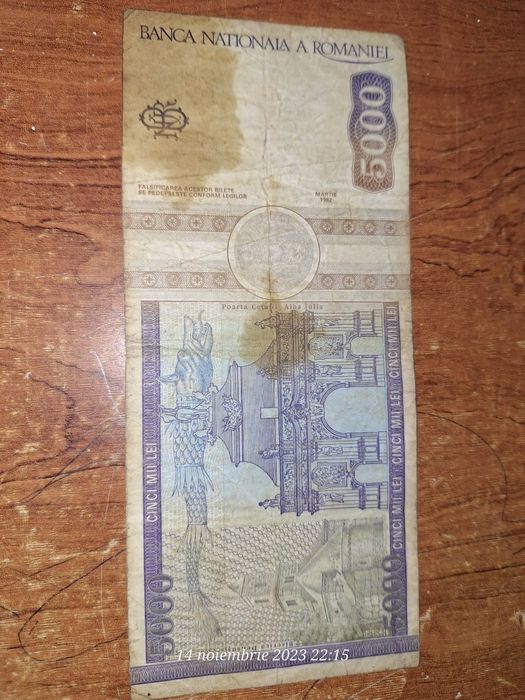 Bacnota 5000lei ,martie 1992