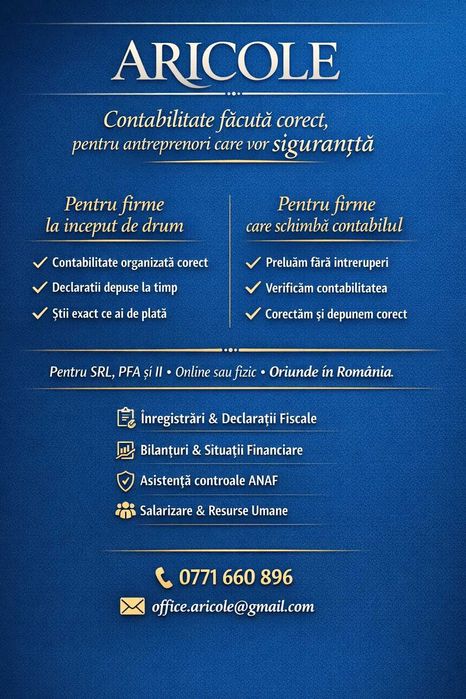 ARICOLE -Contabilitate SRL,PFA,II -expert contabil