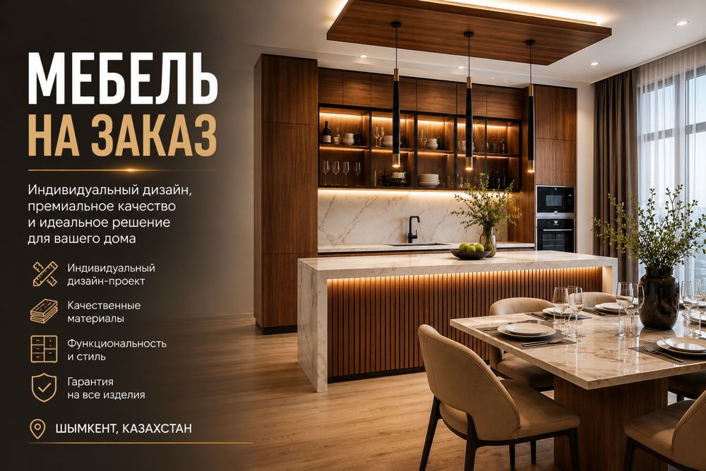 Кухонный гарнитур на заказ любой сложности по городу Шымкент