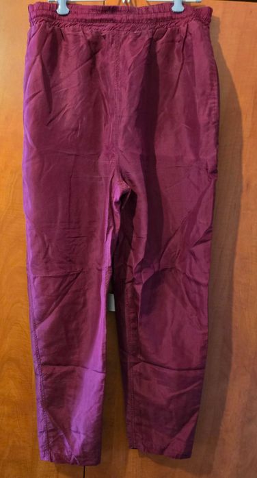 Pantaloni lungi dama, 100% matase, captusiti, grena, masura S