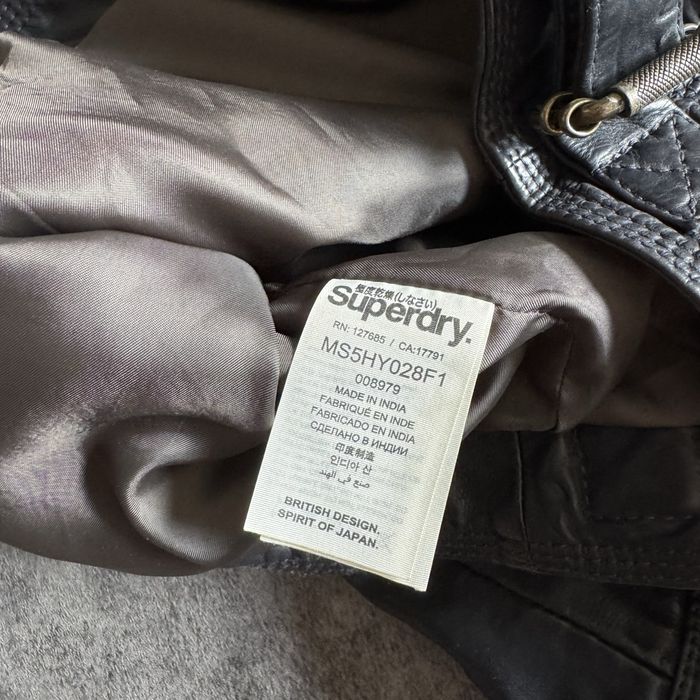 Geacă  vintage de piele naturală Superdry  biker neagră mărime M