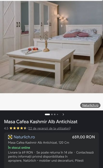 Masa cafea kashmir naturlich 450