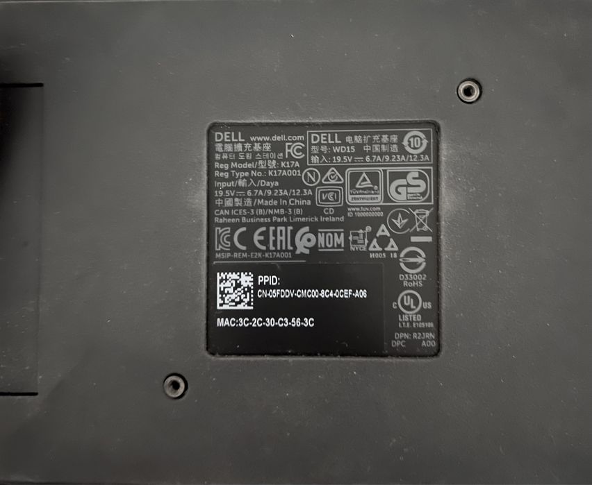 Docking Station Dell WD15 USB-C K17A