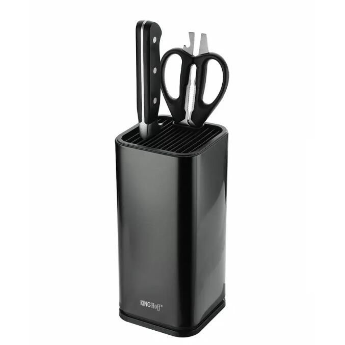 Suport pentru cuțite patrat, inox, negru, KingHoff