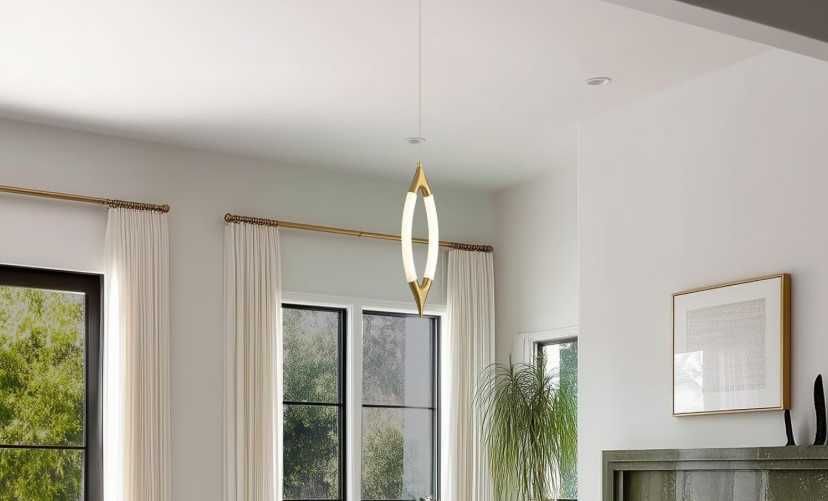 Lampa suspendata LED, inaltime reglabila, metal, culoare bronz -LIVRARE GRATUITA !