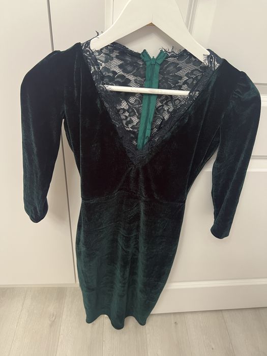 Rochie din catifea verde smarald Miss Grey, marimea 34