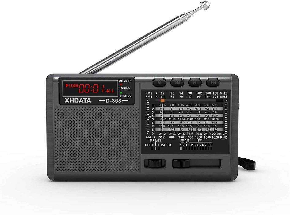 XHDATA D368 Portable Transistor Radio FM,AM(MW),SW,Bluetooth USB TF плейър