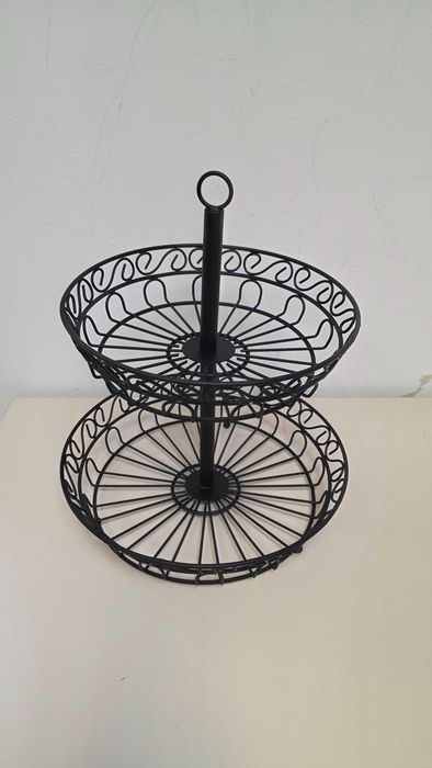 Fructieră metalică Chefarone 2 niveluri, 30 cm – negru