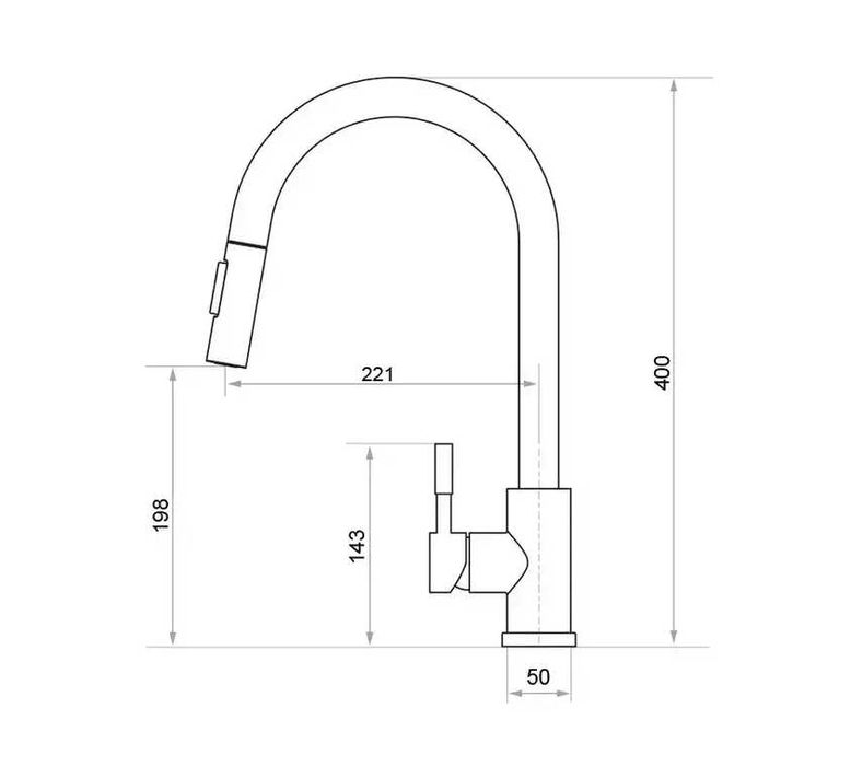 Инокс Смесител за кухненска мивка с изтегляща BBM_F72M  режим 9700 Pro