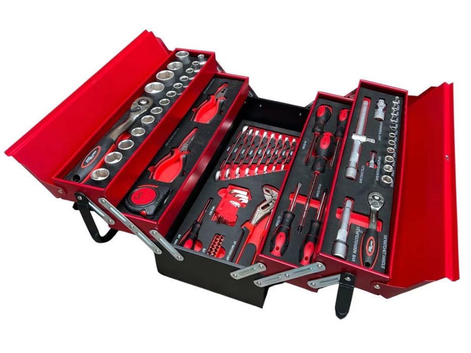 Червен Куфар с инструменти KraftWelle 85 части
