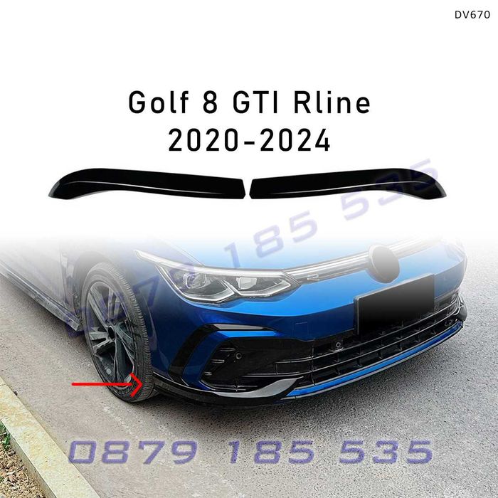 Сплитер добавки странични въздуховоди за предна броня VW Golf 8 MK8 R-Line 2020–2024 DV670 тунинг голф tuning spliter dobavki predna bronq