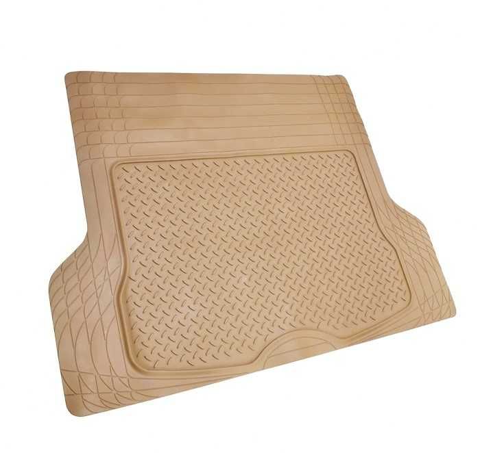 Универсална гумена стелка за багажник на кола с предпазен борд (Сив / Бежов цвят)