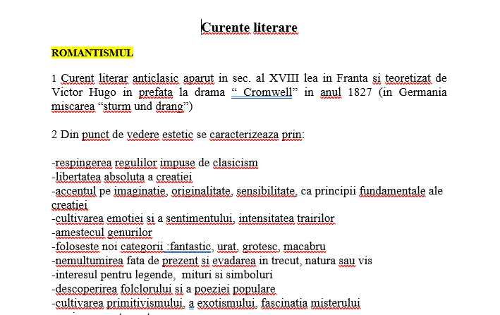 Comentarii literare liceu, conforme cu cerinte bareme BAC