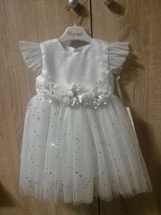 Бяла рокля за бебе р-м 9/12 м Нова