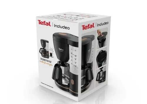 Кофеварка капельная Tefal Includeo CM533811 объемом 1,25 л, черная.