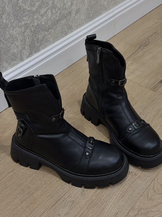 Ботинки зимние замша/кожа