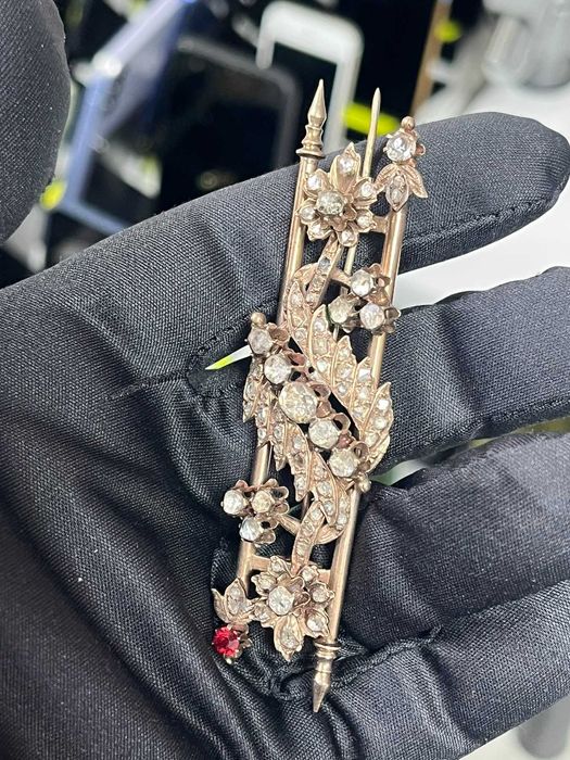 Антична отоманска брошка от 19-ти век с 8K розово злато и диаманти