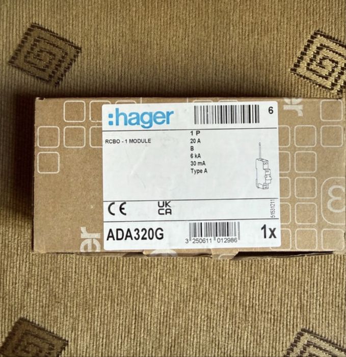 Diferențial RCBO Hager 1P, 20A, B, 6kA, 30mA